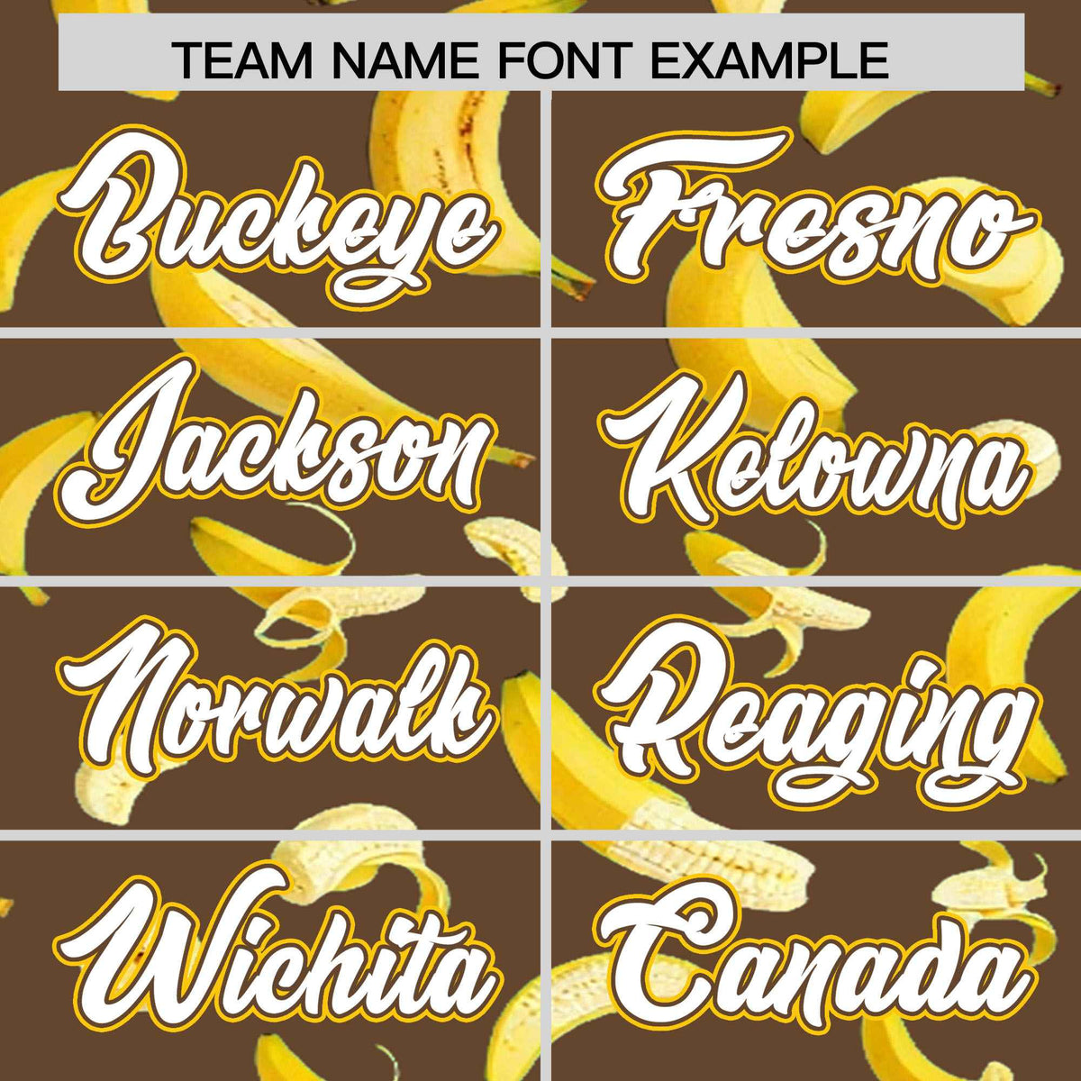 Custom Light Brown Varsity Full-Zip Banana Pattern Letterman Bomber Jacket | Graffiti Pattern | Embroidery&amp;Dye-sublimation printing | KXKSHOP