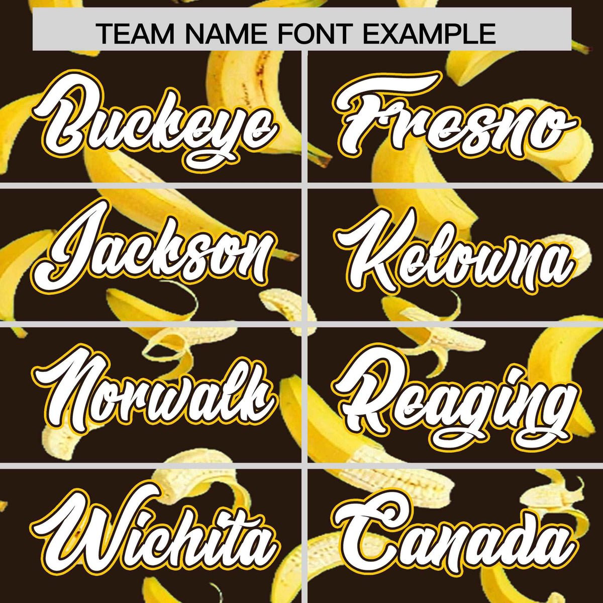 Custom Brown Varsity Full-Zip Banana Pattern Letterman Bomber Jacket | Graffiti Pattern | Embroidery&amp;Dye-sublimation printing | KXKSHOP