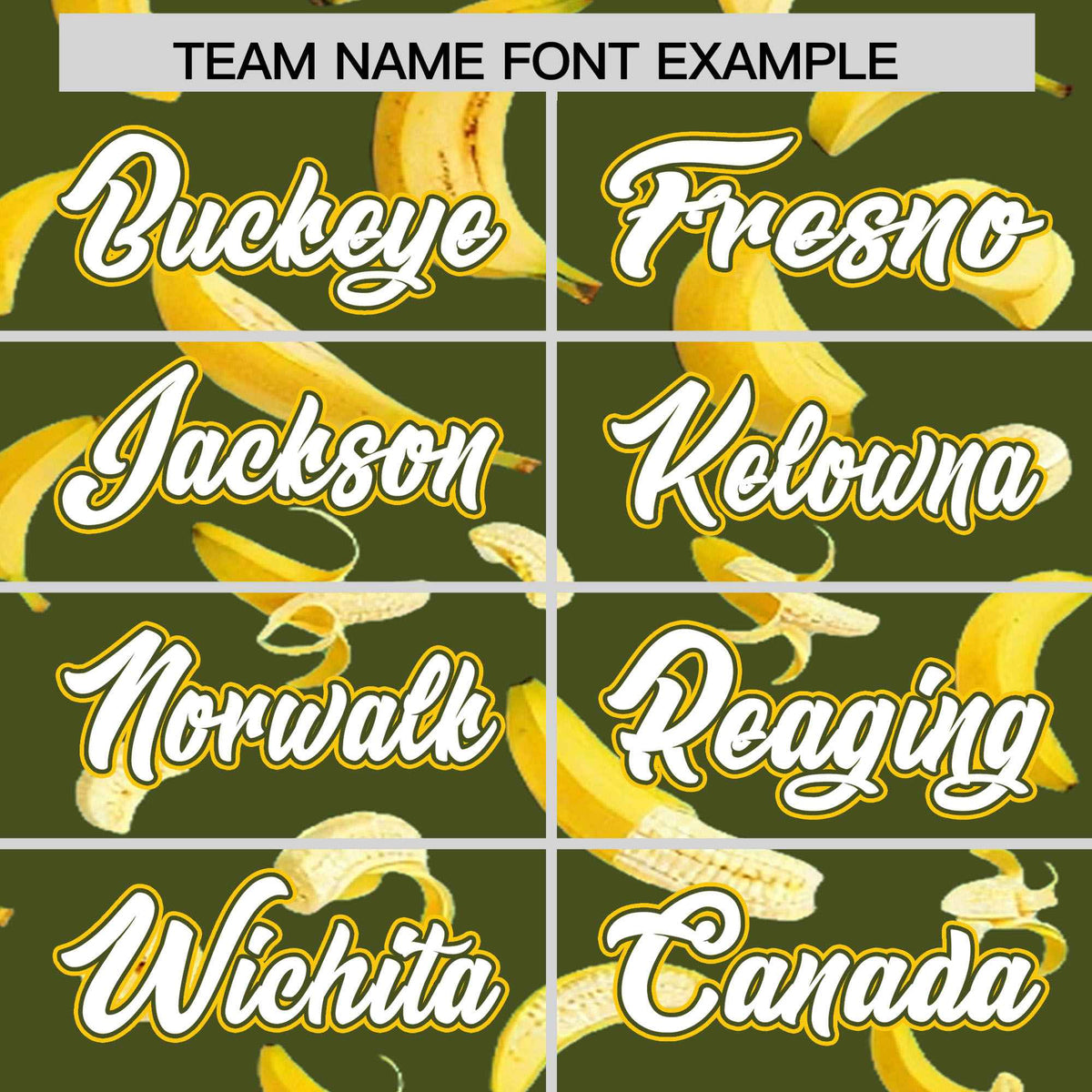 Custom Olive Varsity Full-Zip Banana Pattern Letterman Bomber Jacket | Graffiti Pattern | Embroidery&amp;Dye-sublimation printing | KXKSHOP