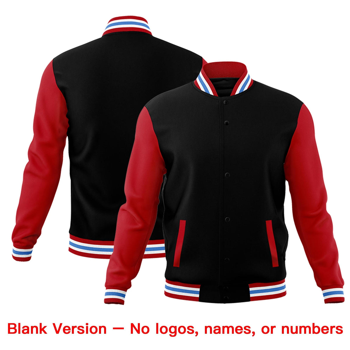 Custom Red Black Powder Blue Raglan Sleeves Classic Style Letterman Cotton Fabric Jacket| KXKSHOP