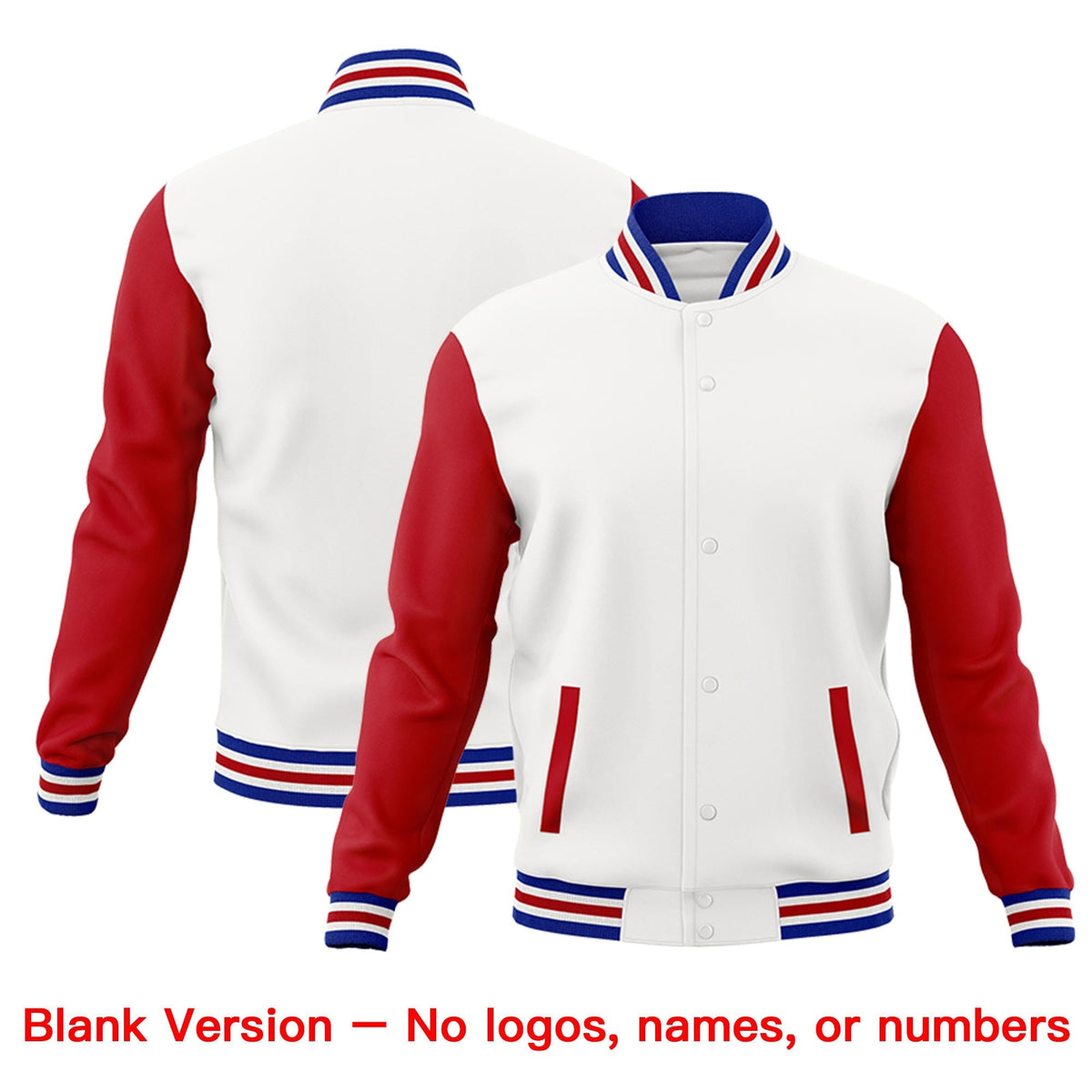 Custom White Red Royal Blue Raglan Sleeves Classic Style Letterman Cotton Fabric Jacket| KXKSHOP