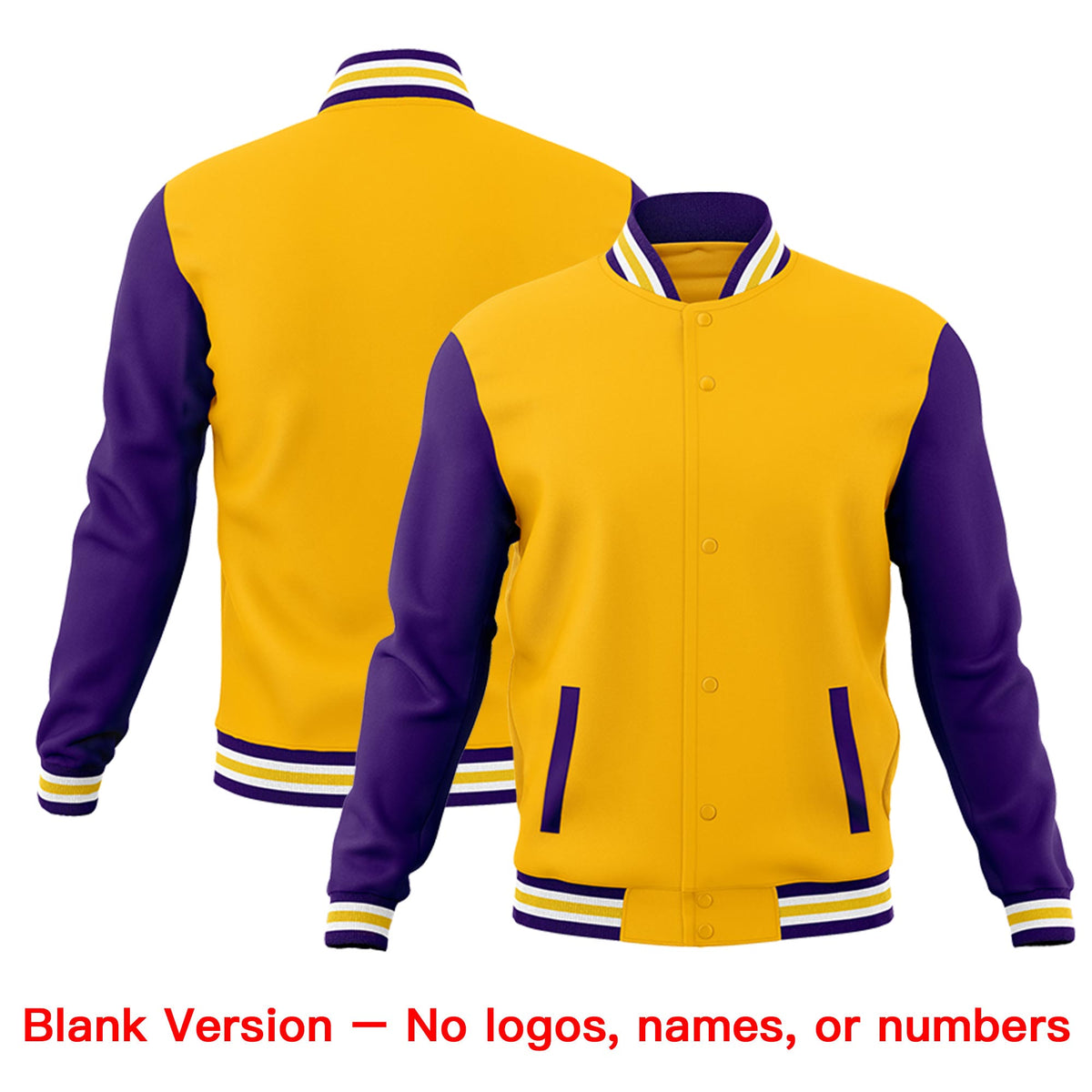 Custom Gold Purple White Raglan Sleeves Classic Style Letterman Cotton Fabric Jacket| KXKSHOP