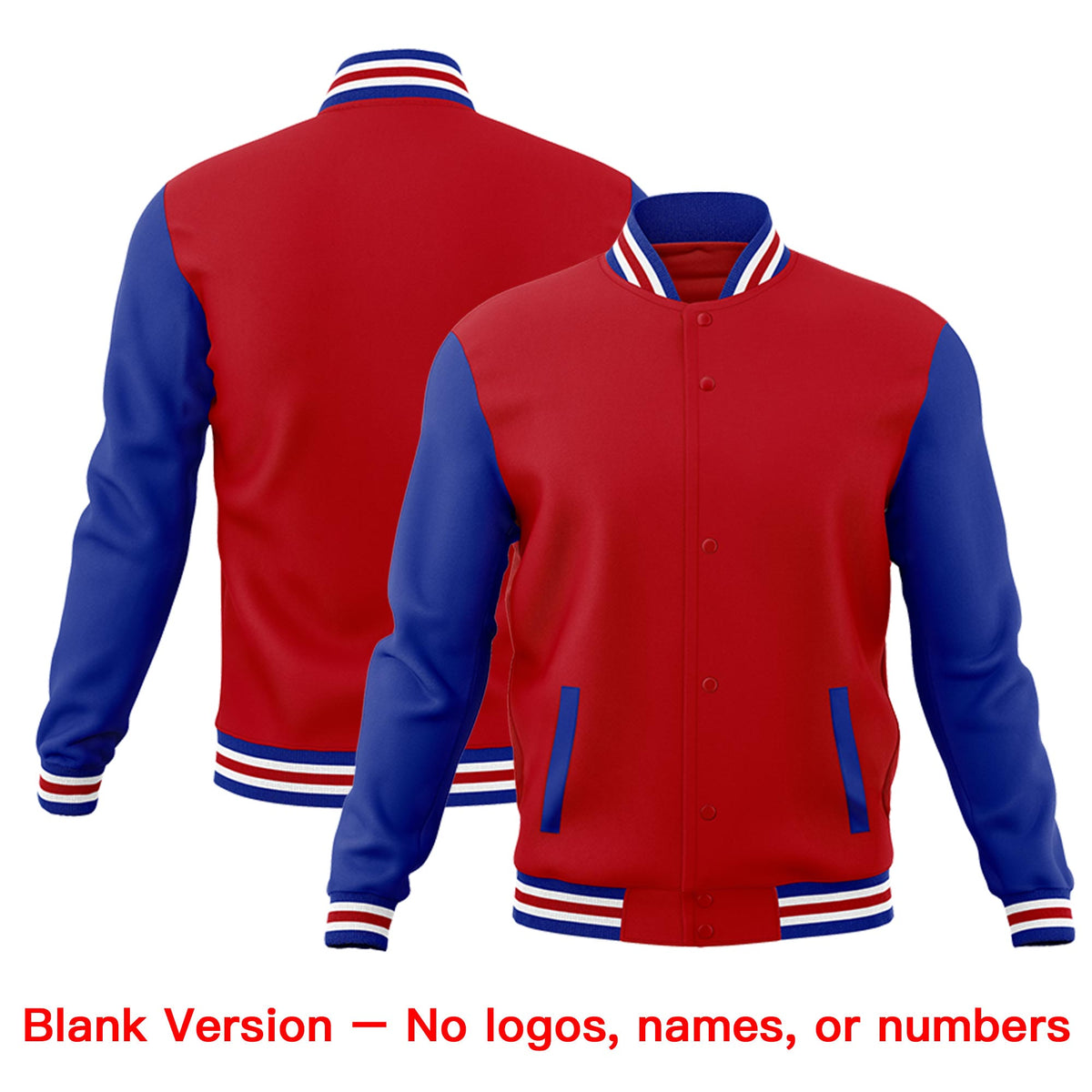 Custom Red Royal Blue White Raglan Sleeves Classic Style Letterman Cotton Fabric Jacket| KXKSHOP