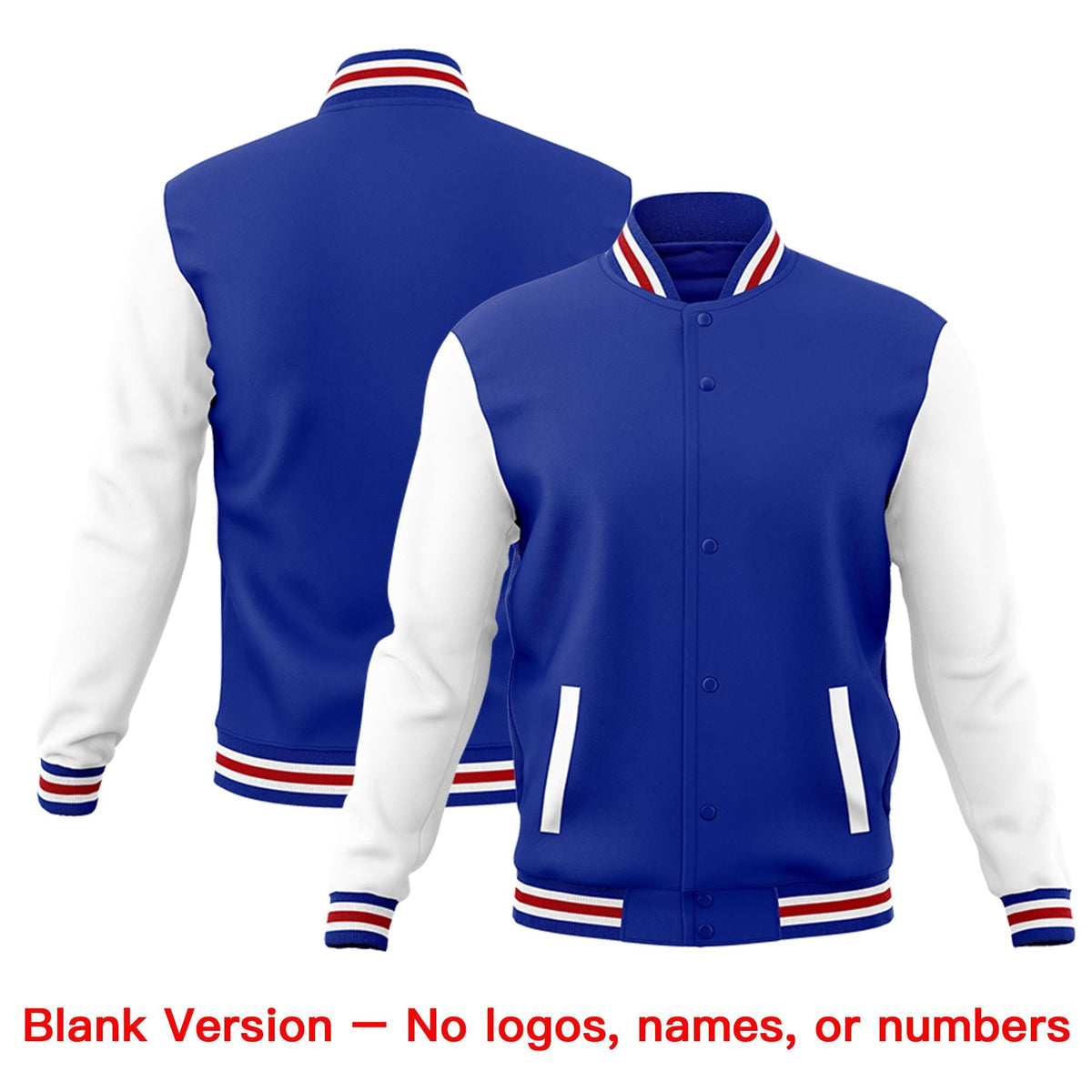 Custom Royal Blue White Red Raglan Sleeves Classic Style Letterman Cotton Fabric Jacket| KXKSHOP