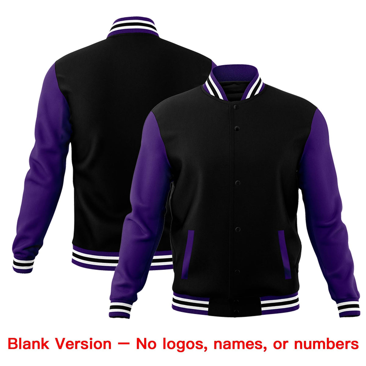 Custom Purple Black White Raglan Sleeves Classic Style Letterman Cotton Fabric Jacket| KXKSHOP