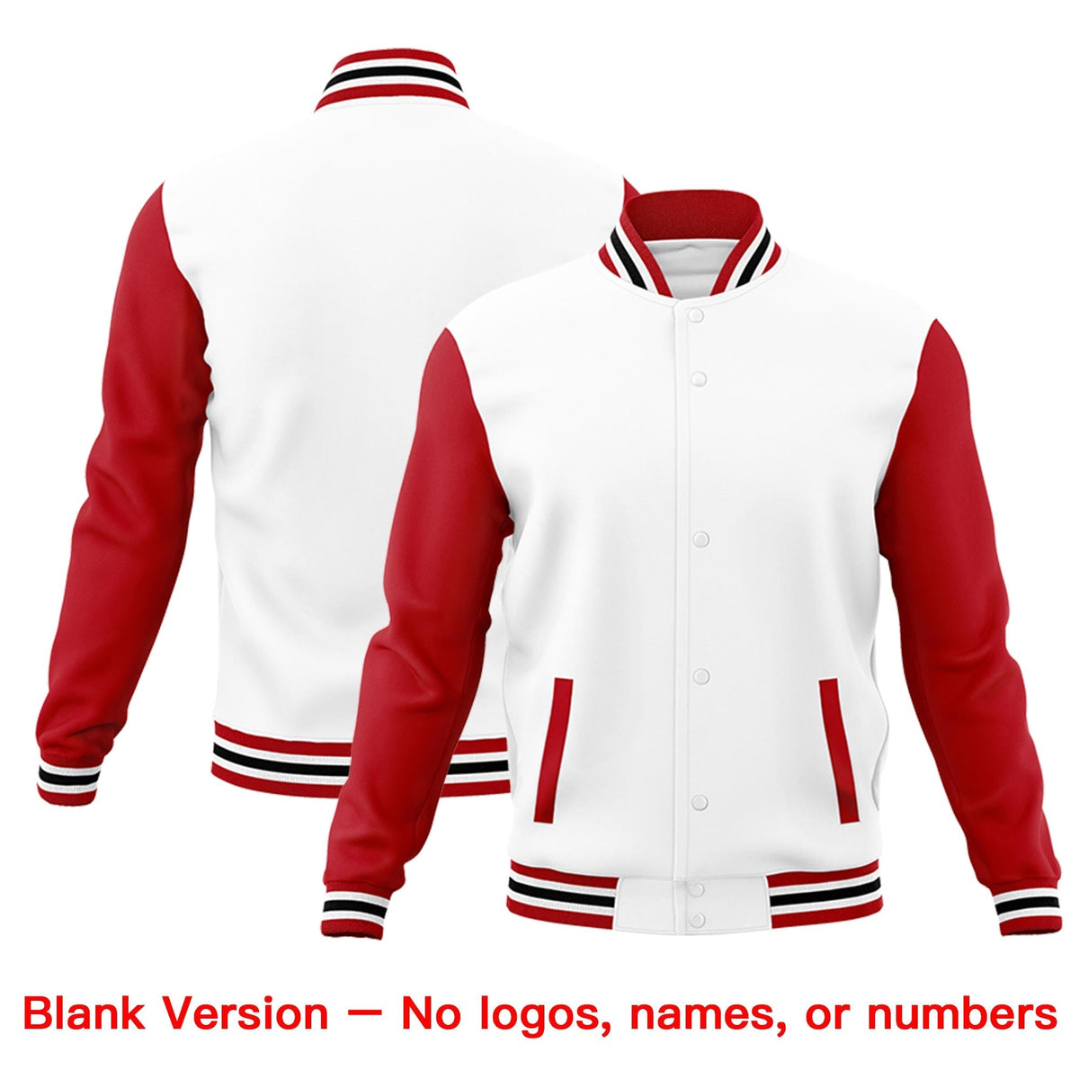Custom White Red Black Raglan Sleeves Classic Style Letterman Cotton Fabric Jacket| KXKSHOP