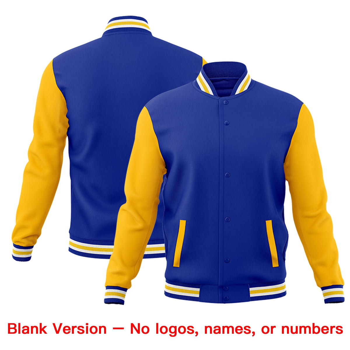 Custom Royal Blue White Gold Raglan Sleeves Classic Style Letterman Cotton Fabric Jacket| KXKSHOP