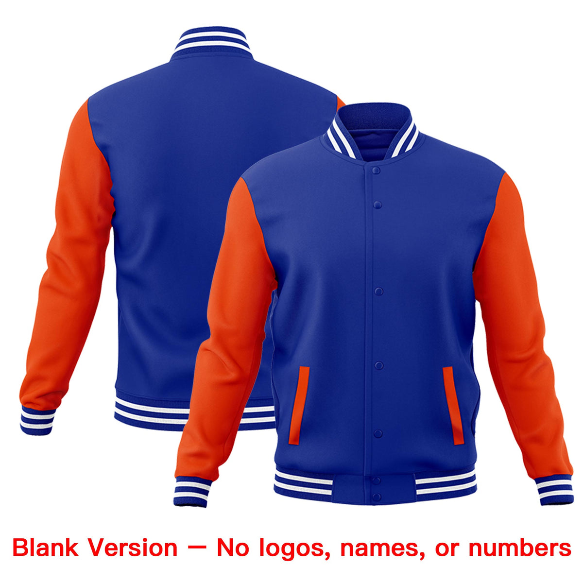 Custom Royal Blue Orange White Raglan Sleeves Classic Style Letterman Cotton Fabric Jacket| KXKSHOP