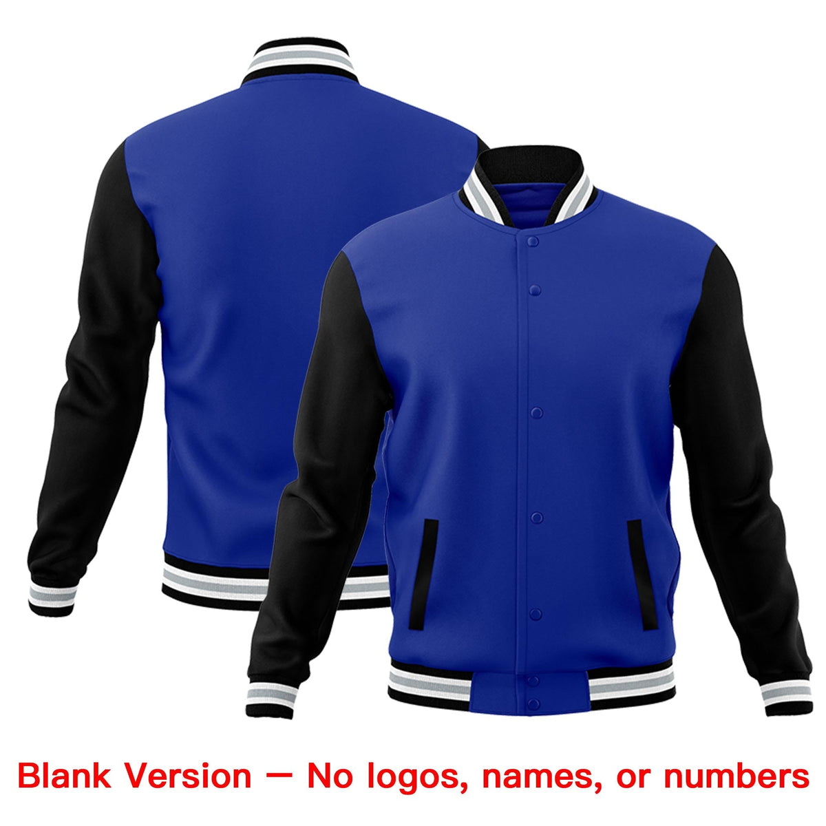 Custom Black Royal Blue Raglan Sleeves Classic Style Letterman Cotton Fabric Jacket| KXKSHOP