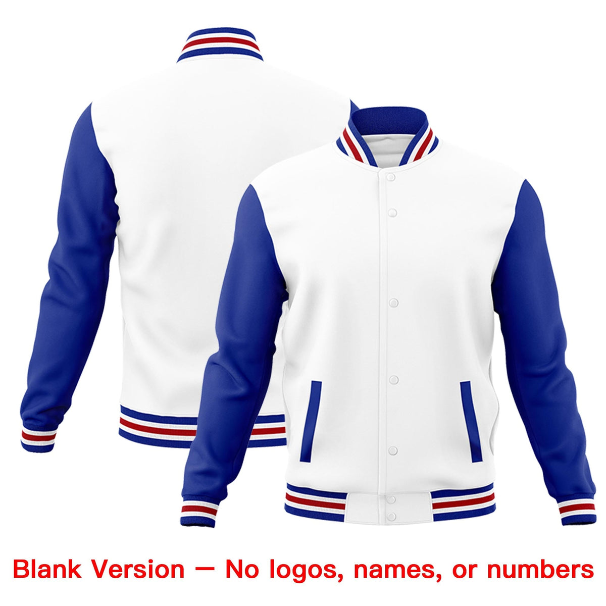 Custom Royal Blue White Raglan Sleeves Classic Style Letterman Cotton Fabric Jacket| KXKSHOP