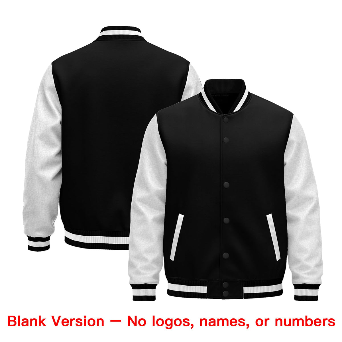 Custom White Black Raglan Sleeves Varsity Full-Snap Leather Sleeves Letterman Jacket| KXKSHOP