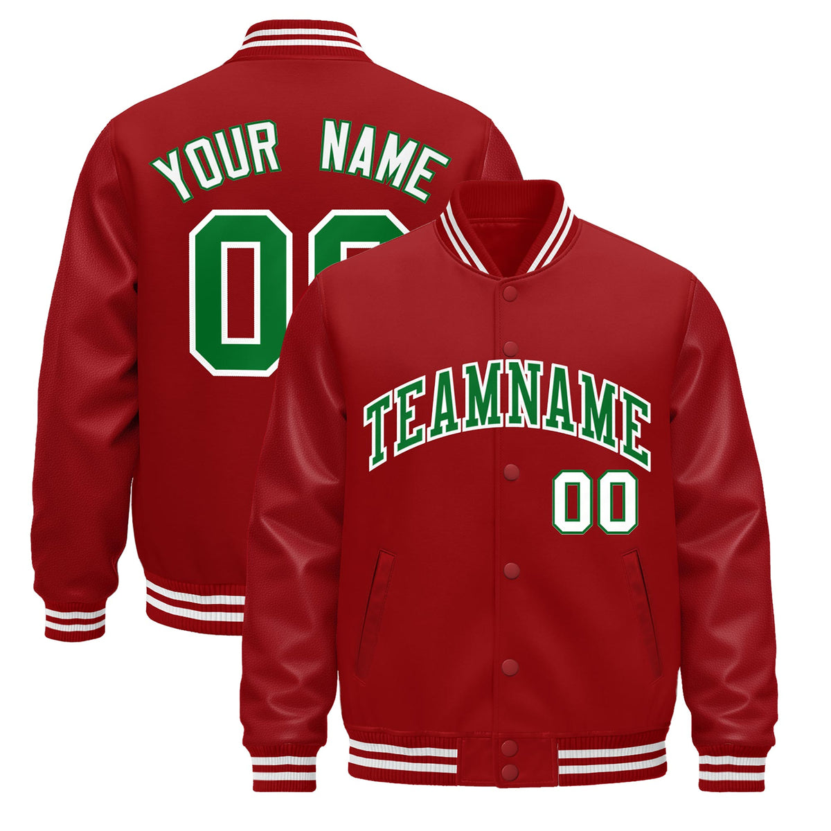 Custom Red White Jacket - Classic Style Leather Sleeves Wrinkle-Resistant