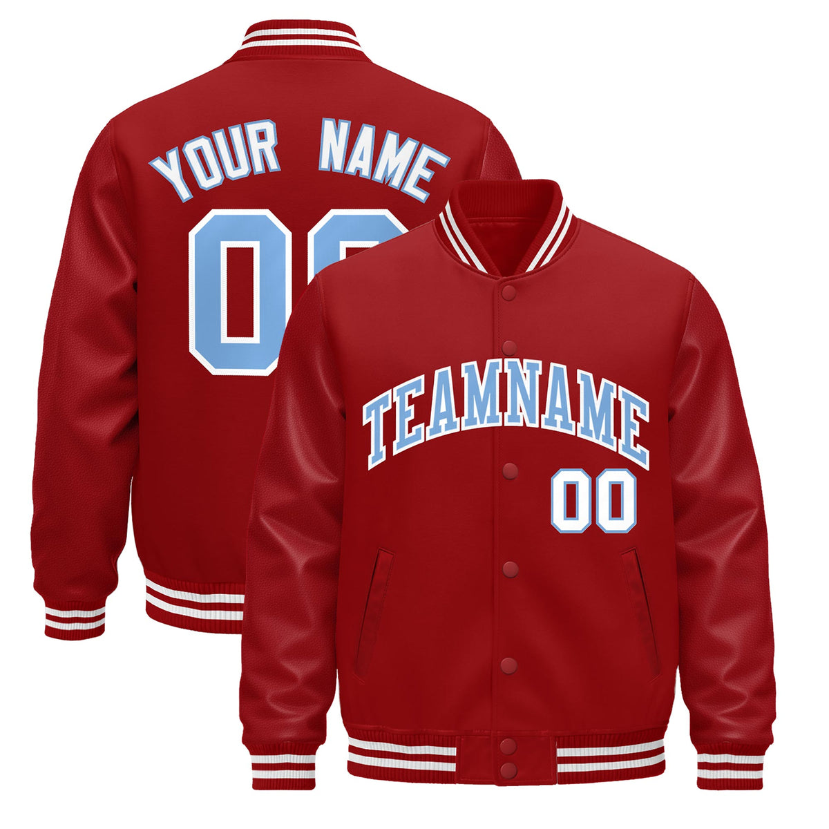 Custom Red White Jacket - Classic Style Leather Sleeves Wrinkle-Resistant