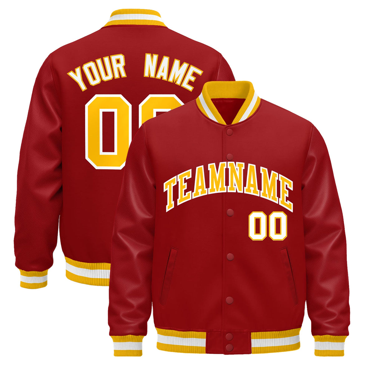 Custom Red White Jacket - Classic Style Leather Sleeves Wrinkle-Resistant