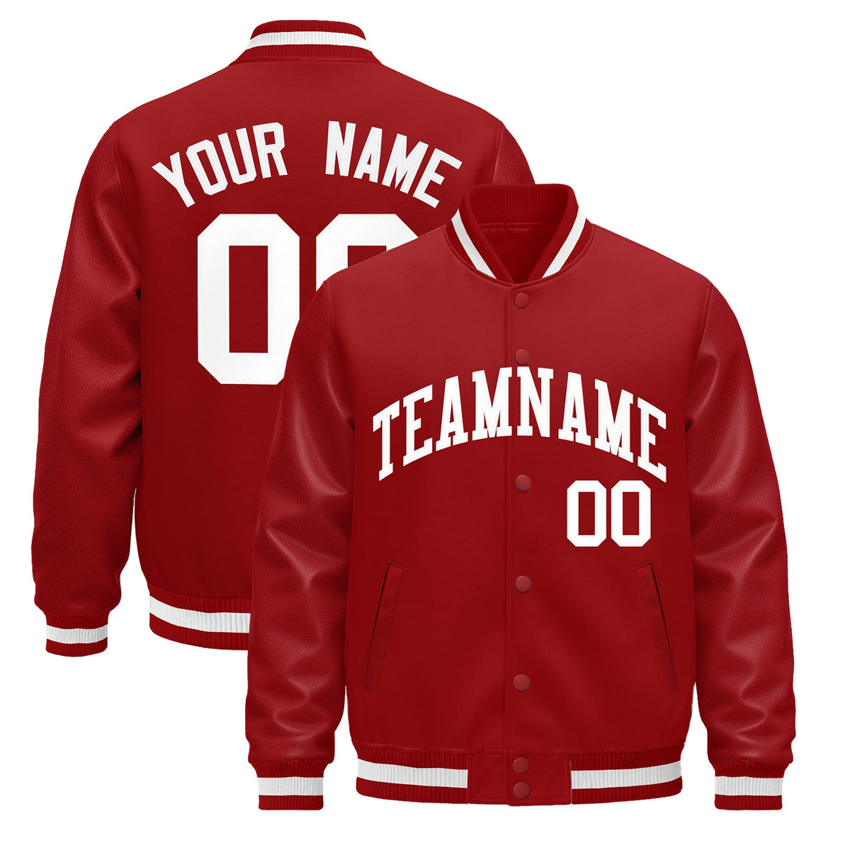 Custom Red White Jacket - Classic Style Leather Sleeves Wrinkle-Resistant