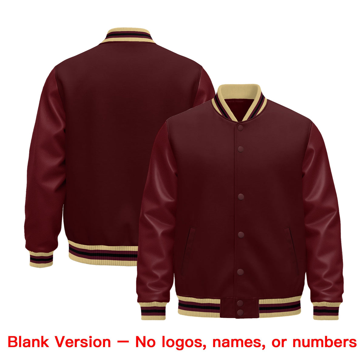 Custom Burgundy White Classic Style Leather Sleeves Wrinkle-Resistant Jacket| KXKSHOP