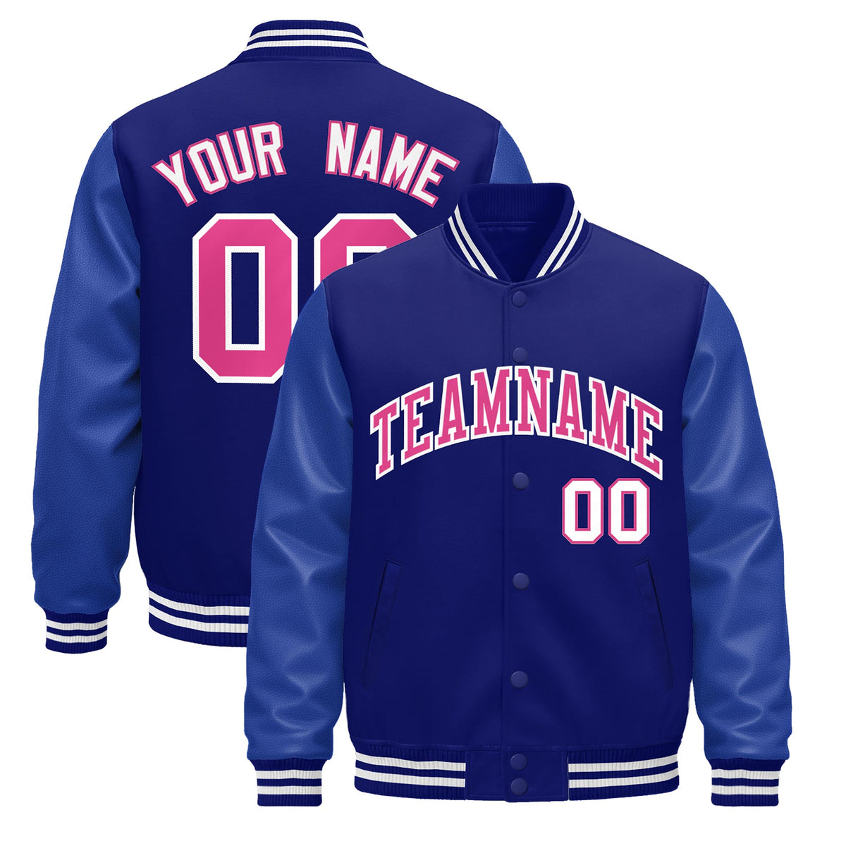 Custom Royal Blue White Jacket - Classic Style Leather Sleeves Wrinkle-Resistant