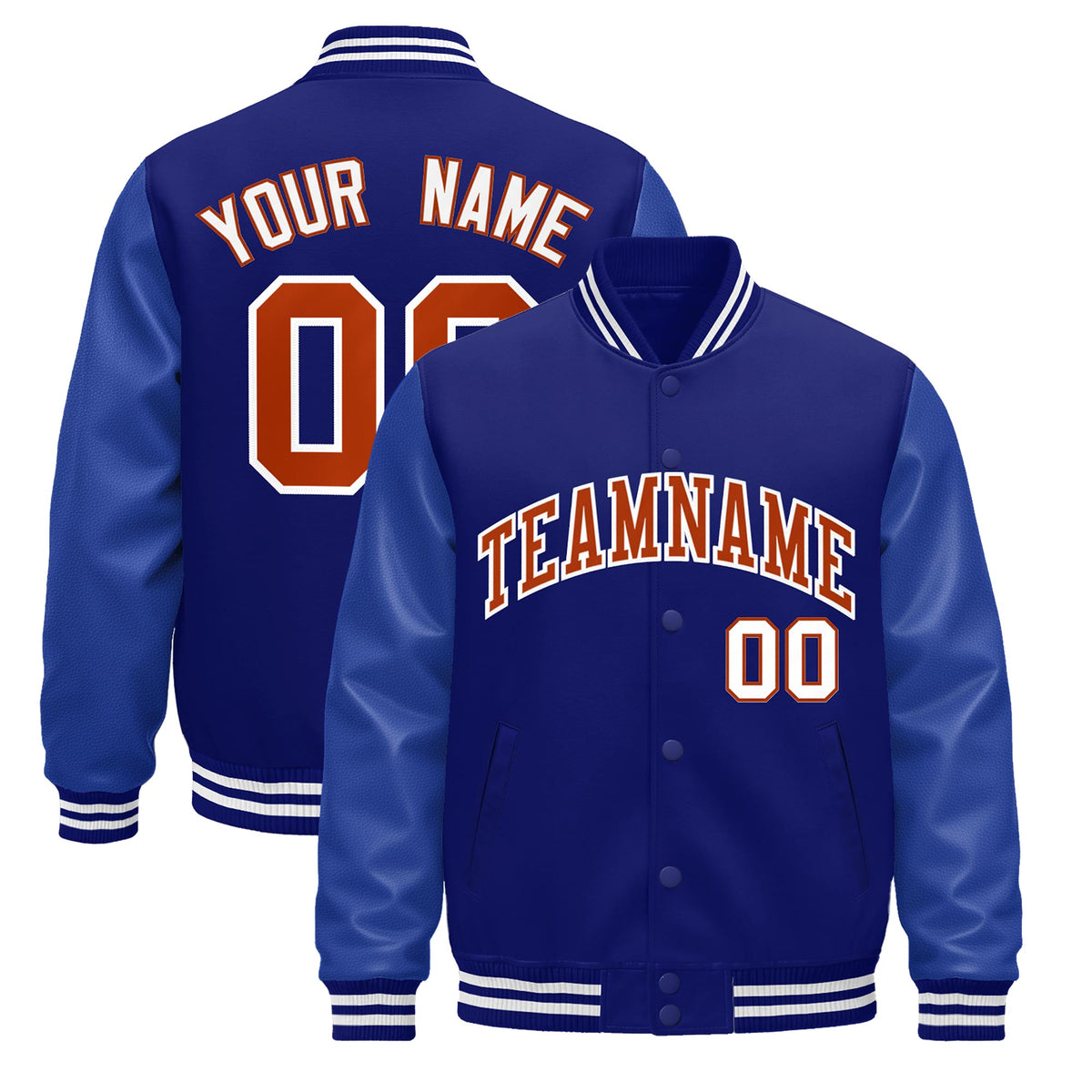 Custom Royal Blue White Jacket - Classic Style Leather Sleeves Wrinkle-Resistant