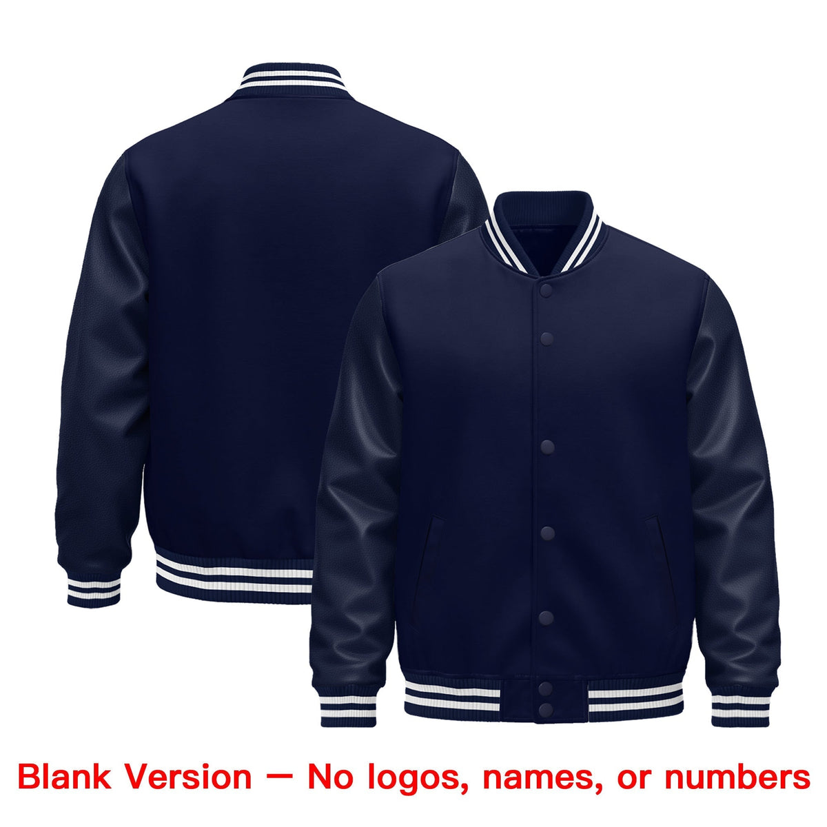 Custom Navy Orange Classic Style Leather Sleeves Wrinkle-Resistant Jacket| KXKSHOP