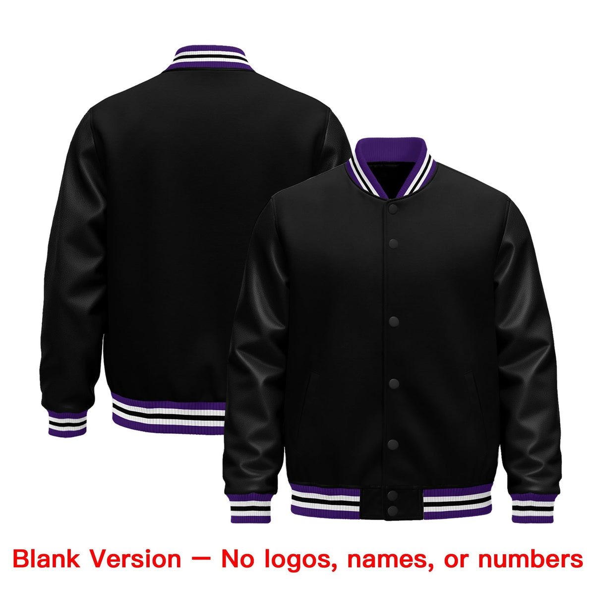 Custom Black Purple White Classic Style Leather Sleeves Wrinkle-Resistant Jacket| KXKSHOP