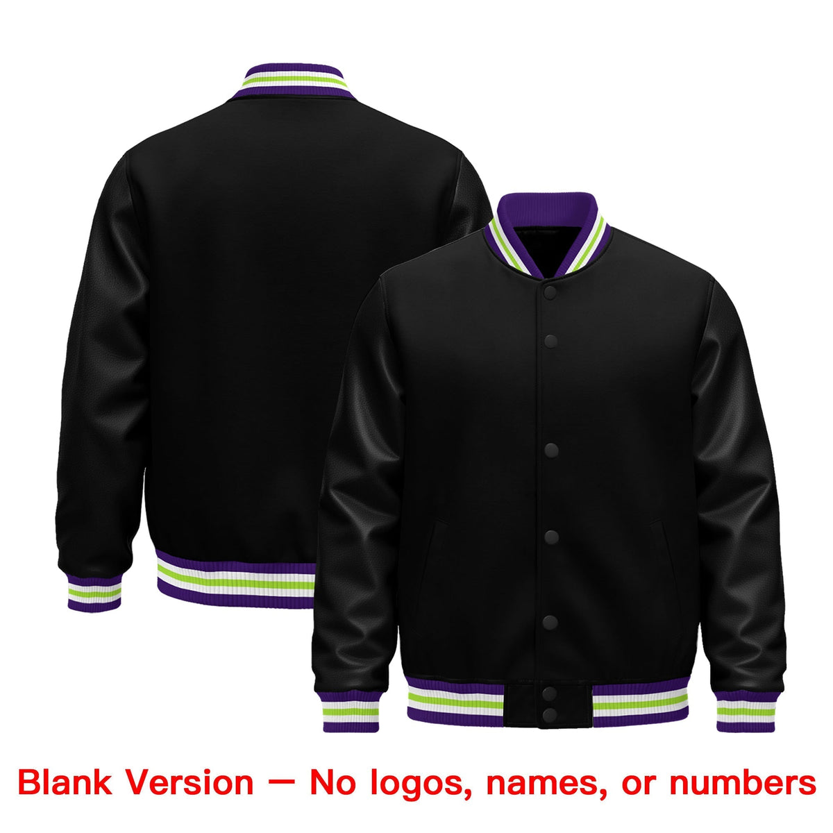 Custom Black Purple White Classic Style Leather Sleeves Wrinkle-Resistant Jacket| KXKSHOP