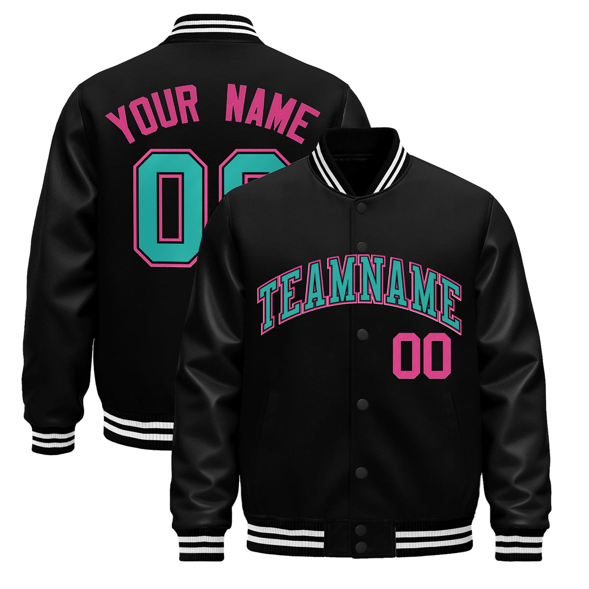 Custom Black White Jacket - Classic Style Leather Sleeves Wrinkle-Resistant
