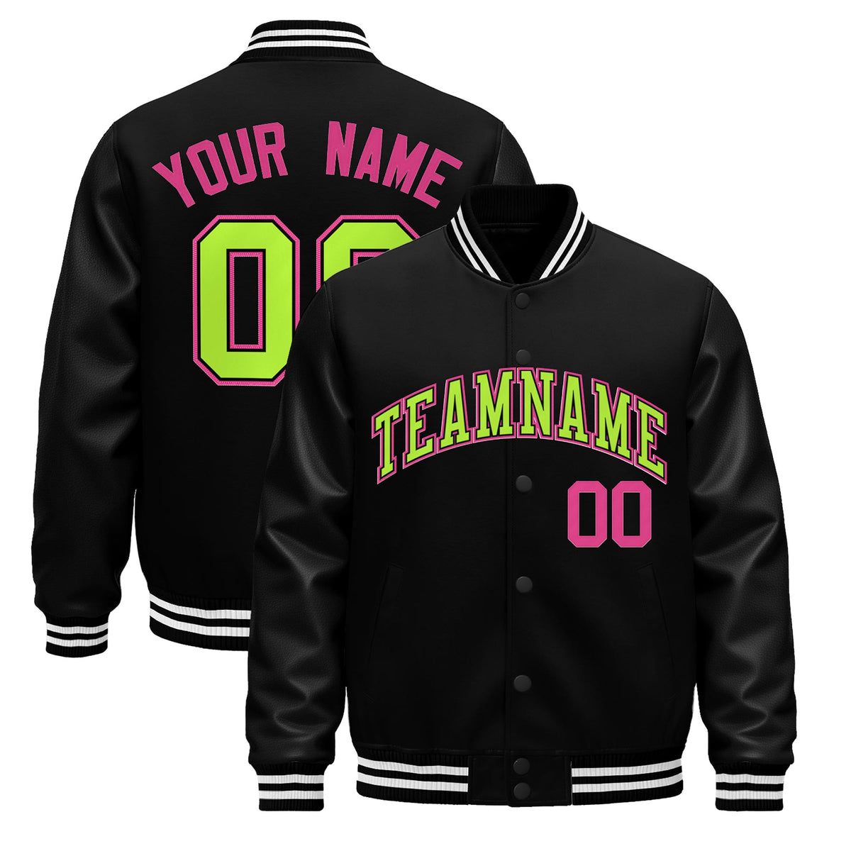 Custom Black White Jacket - Classic Style Leather Sleeves Wrinkle-Resistant