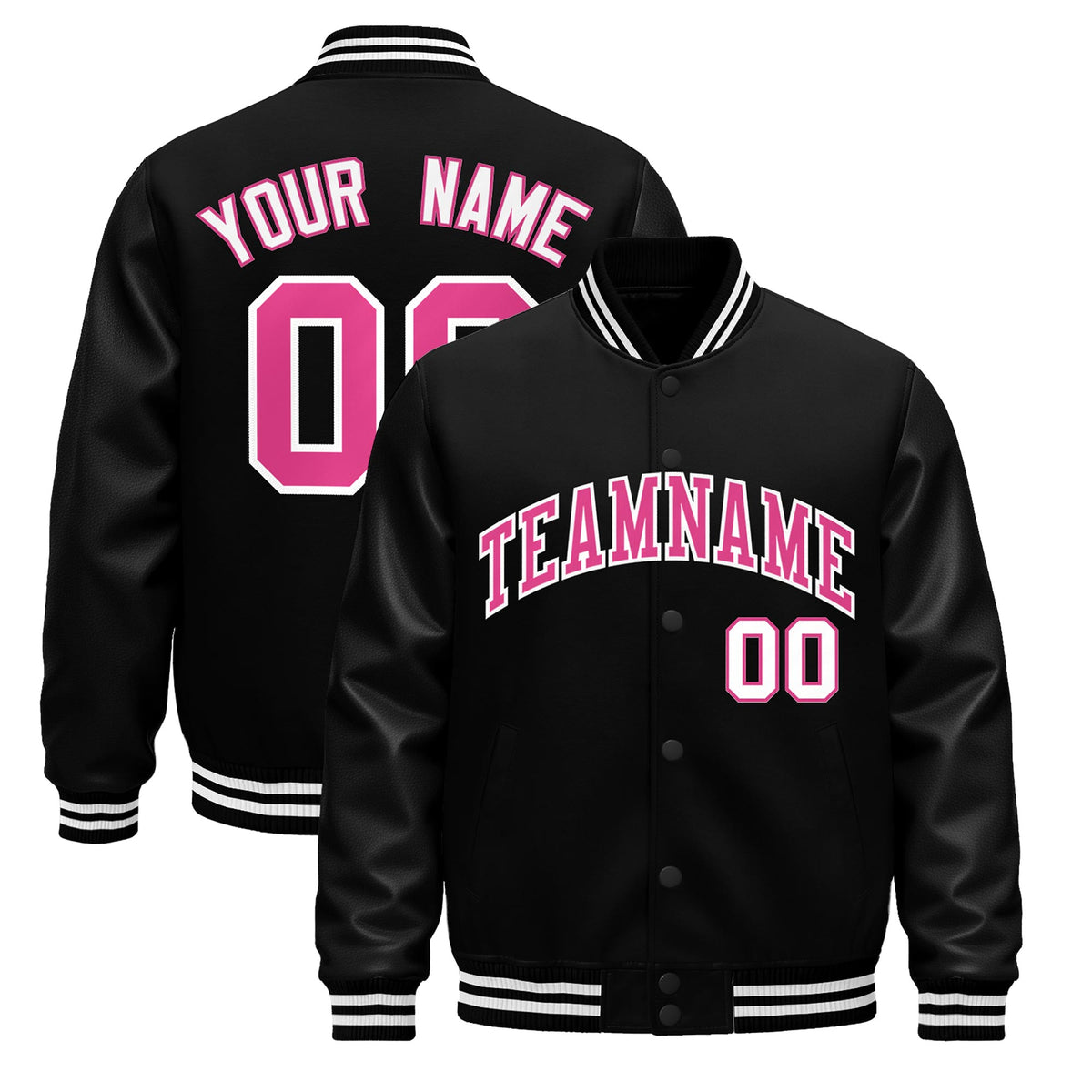Custom Black White Jacket - Classic Style Leather Sleeves Wrinkle-Resistant
