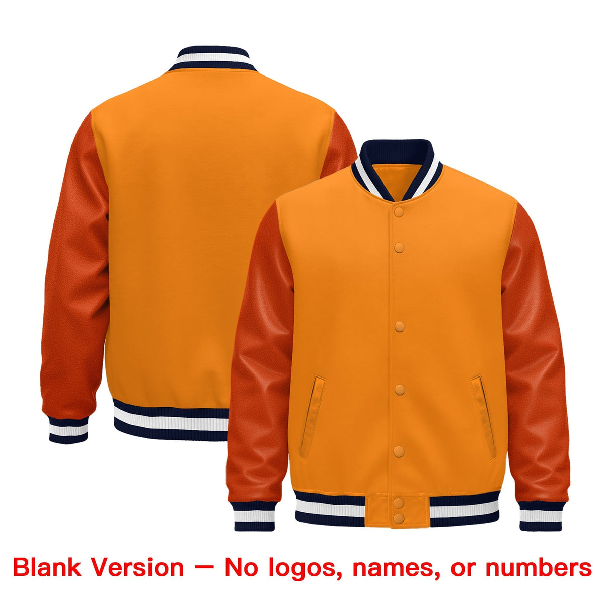 Custom Orange Navy White Classic Style Leather Sleeves Wrinkle-Resistant Jacket| KXKSHOP