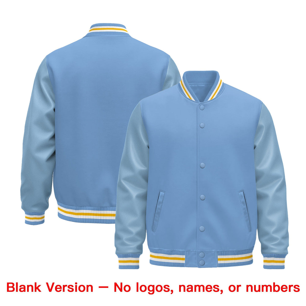 Custom Powder Blue Yellow White Classic Style Leather Sleeves Wrinkle-Resistant Jacket| KXKSHOP