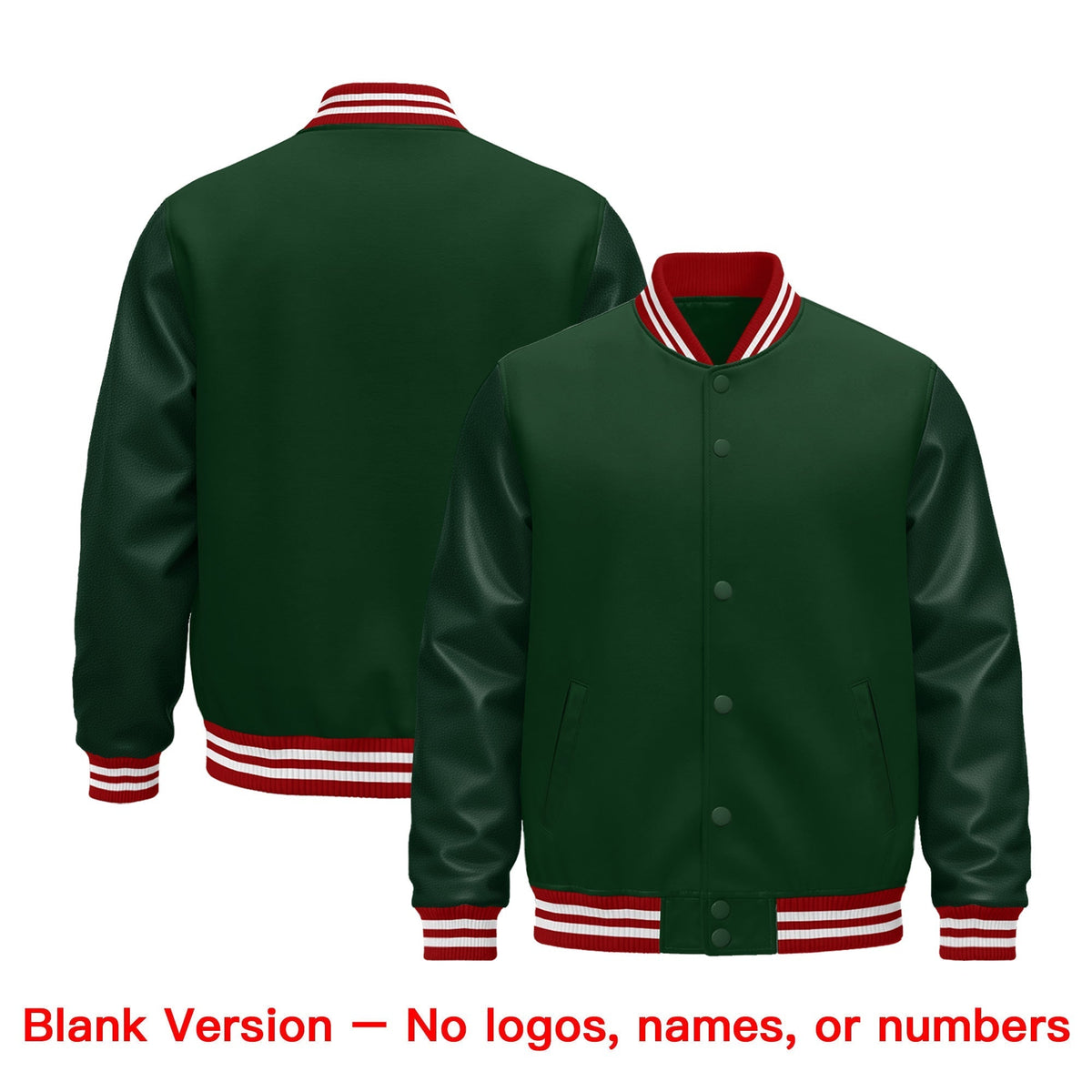 Custom Green Red White Classic Style Leather Sleeves Wrinkle-Resistant Jacket| KXKSHOP