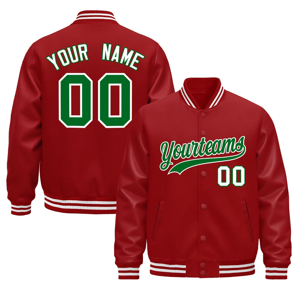 Custom Red White Jacket - Classic Style Leather Sleeves Wrinkle-Resistant