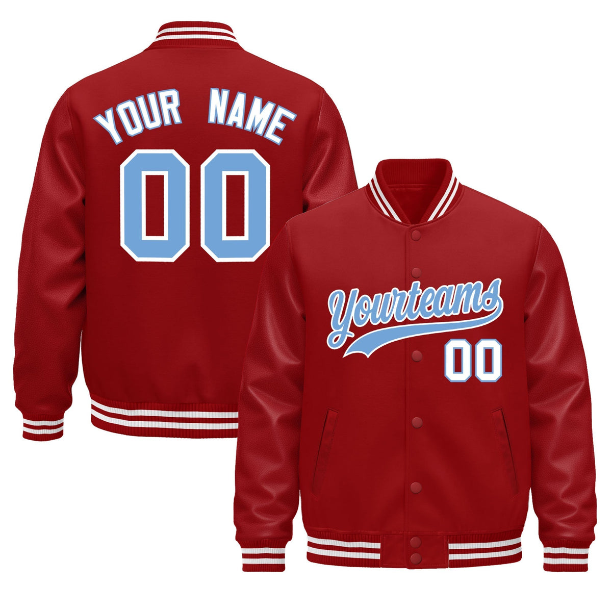 Custom Red White Jacket - Classic Style Leather Sleeves Wrinkle-Resistant
