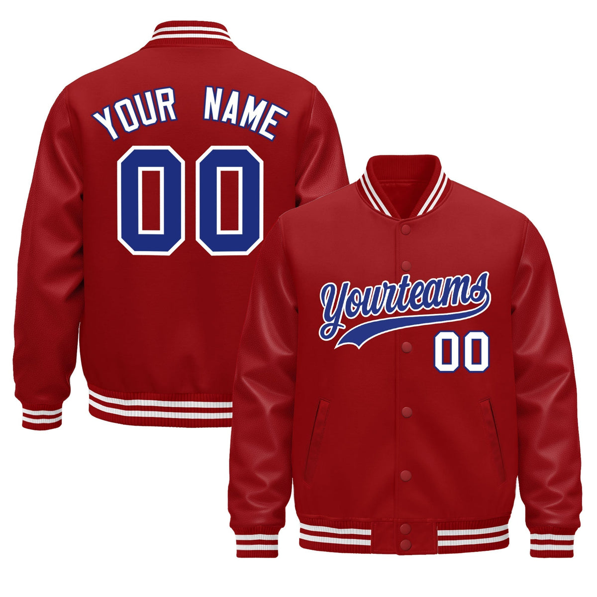 Custom Red White Jacket - Classic Style Leather Sleeves Wrinkle-Resistant