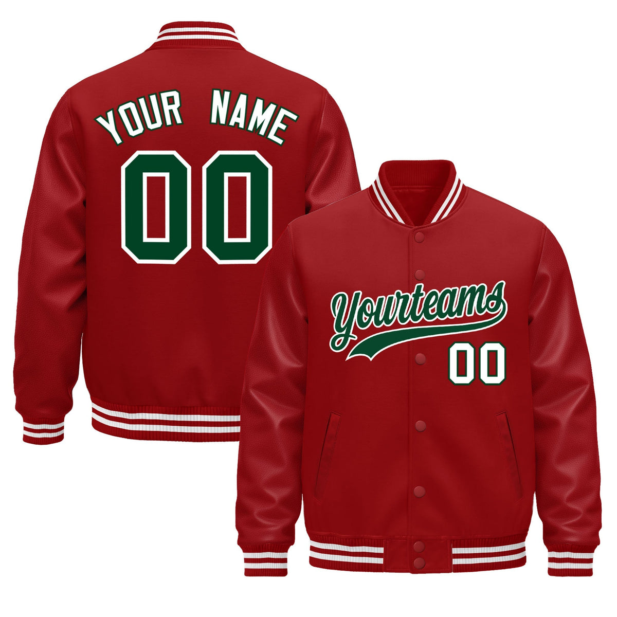 Custom Red White Classic Style Leather Sleeves Wrinkle-Resistant Jacket| KXKSHOP