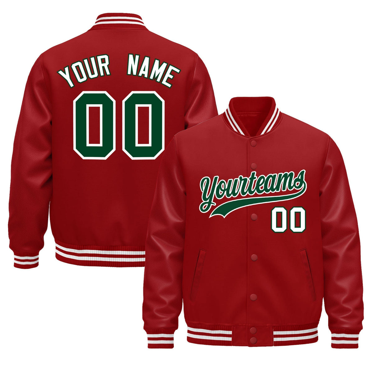 Custom Red White Jacket - Classic Style Leather Sleeves Wrinkle-Resistant