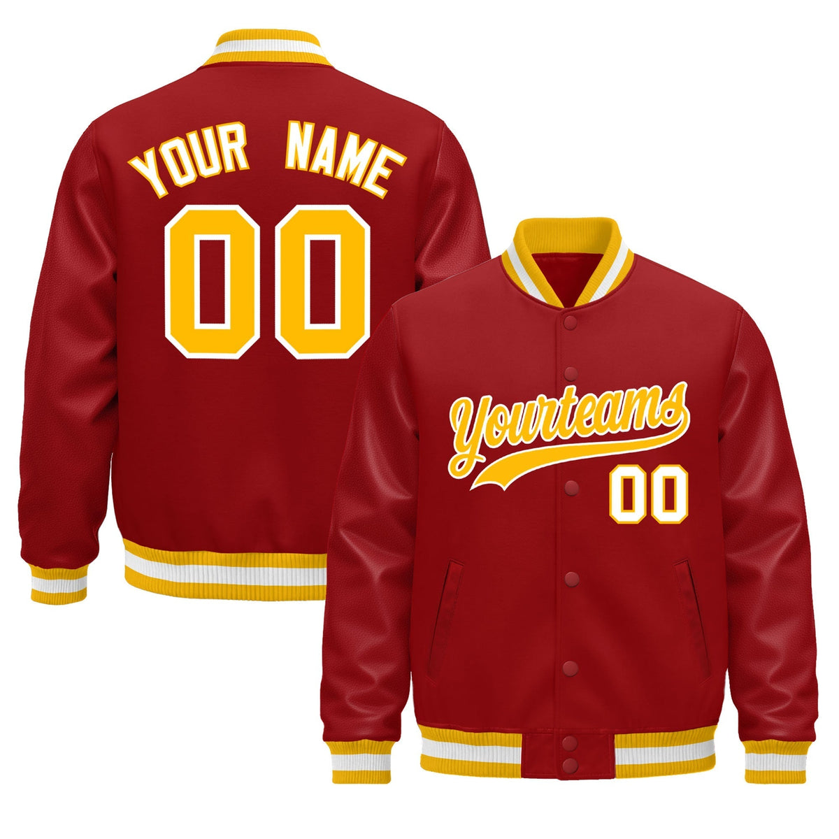 Custom Red White Jacket - Classic Style Leather Sleeves Wrinkle-Resistant