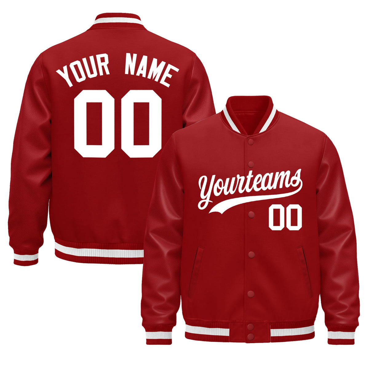 Custom Red White Jacket - Classic Style Leather Sleeves Wrinkle-Resistant