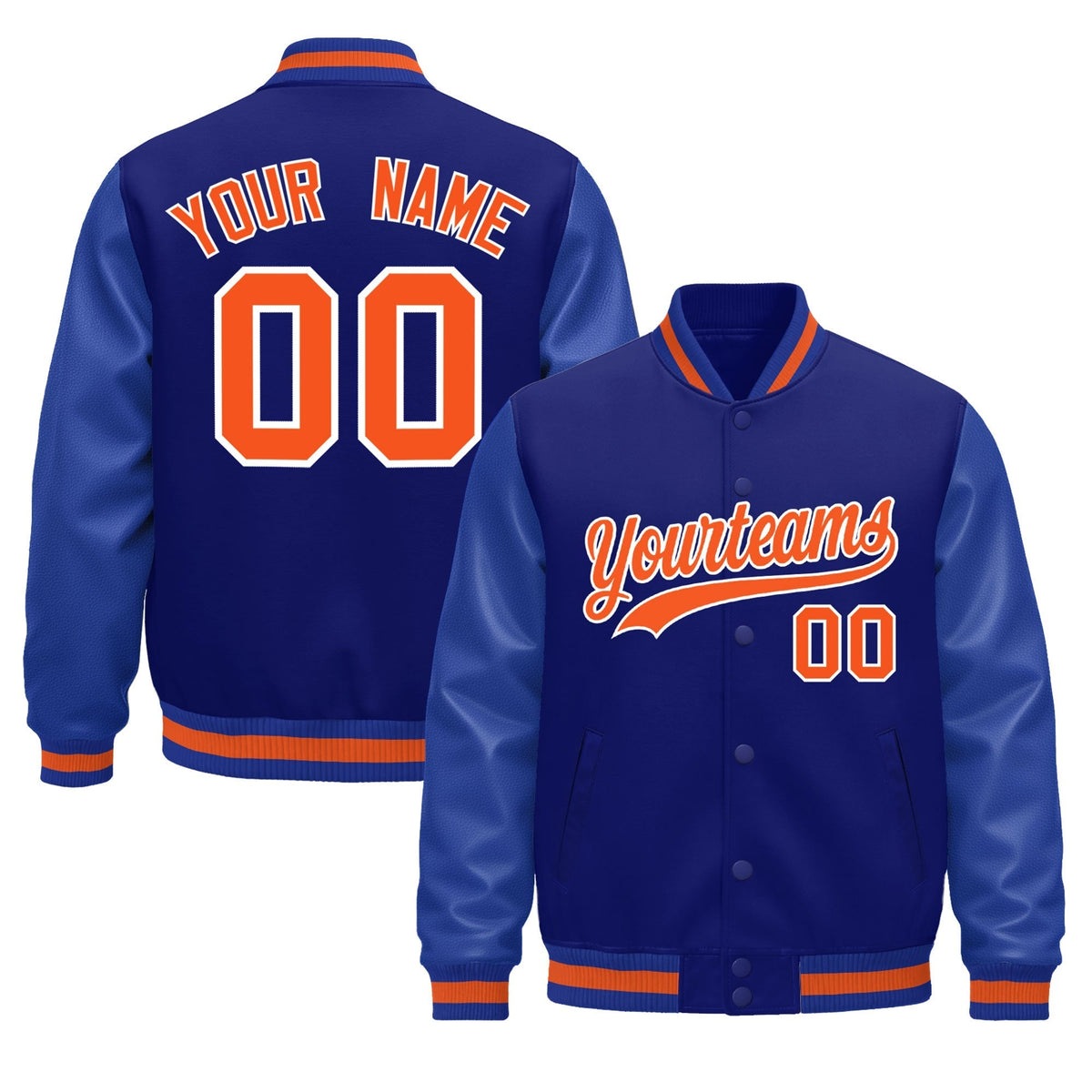 Custom Royal Blue White Jacket - Classic Style Leather Sleeves Wrinkle-Resistant