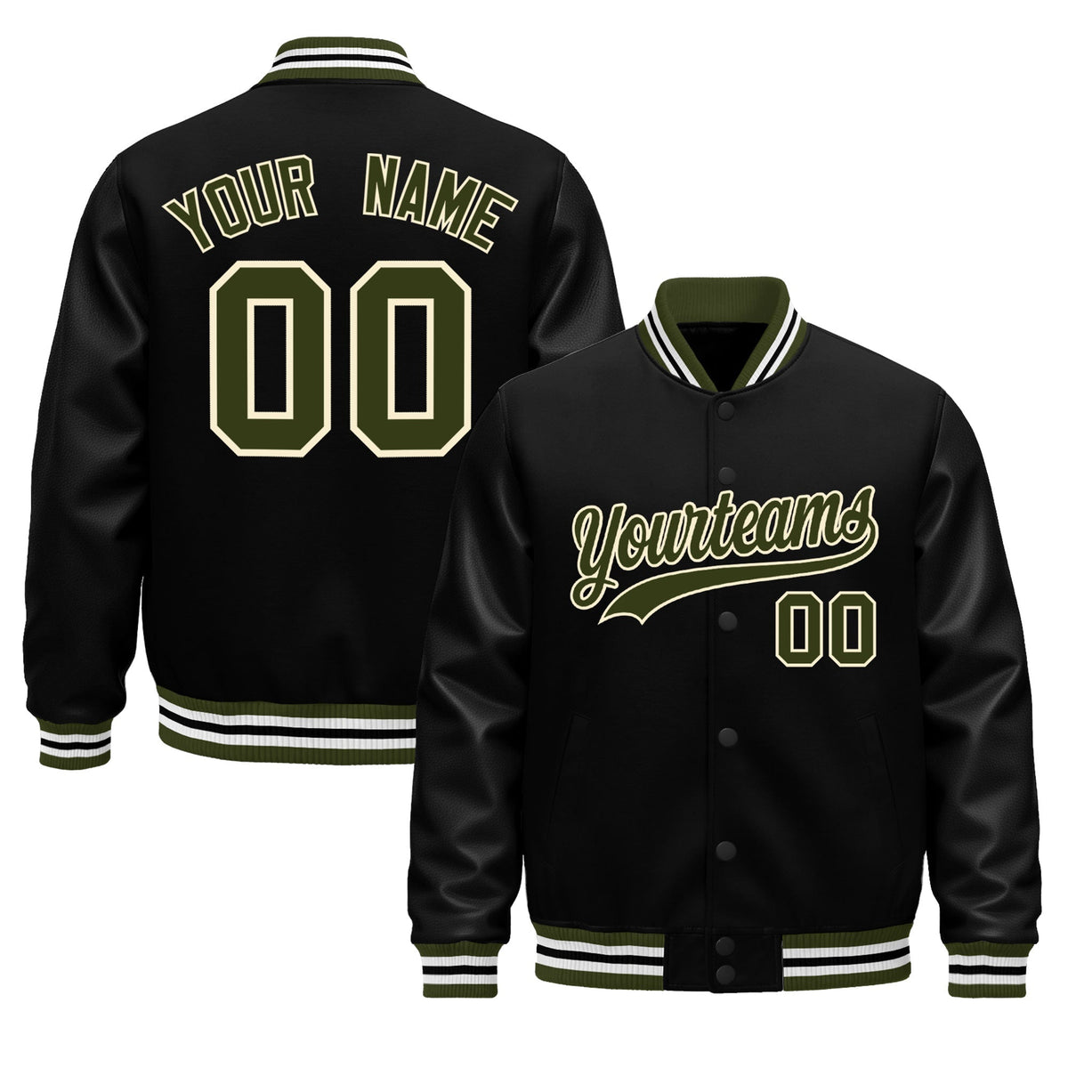 Custom Black White Jacket - Classic Style Leather Sleeves Wrinkle-Resistant