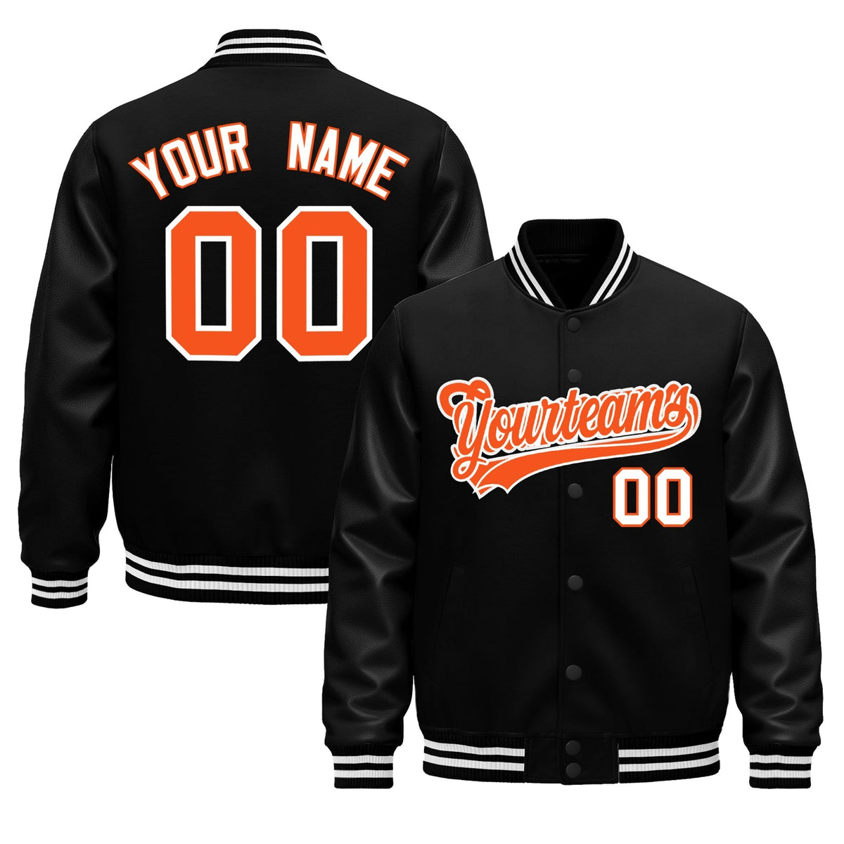 Custom Black White Jacket - Classic Style Leather Sleeves Wrinkle-Resistant