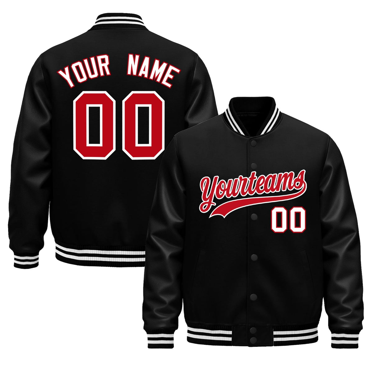 Custom Black White Jacket - Classic Style Leather Sleeves Wrinkle-Resistant