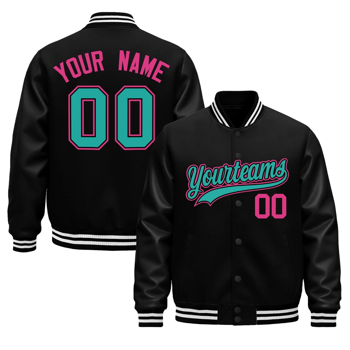Custom Black White Jacket - Classic Style Leather Sleeves Wrinkle-Resistant