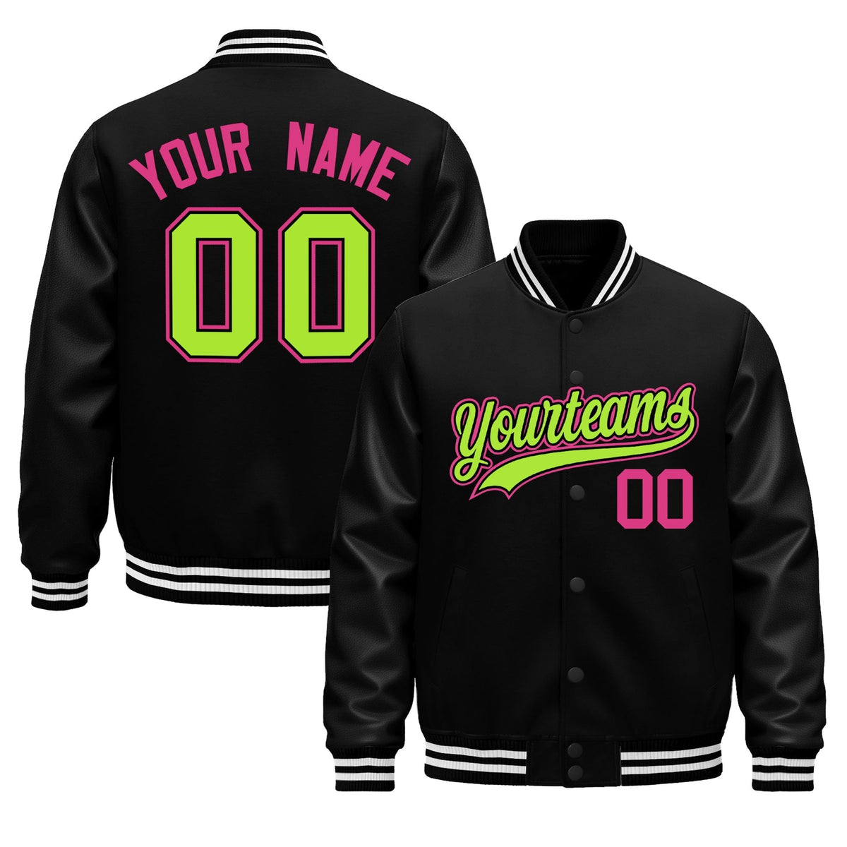 Custom Black White Jacket - Classic Style Leather Sleeves Wrinkle-Resistant