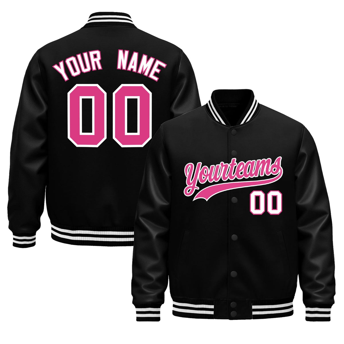 Custom Black White Jacket - Classic Style Leather Sleeves Wrinkle-Resistant