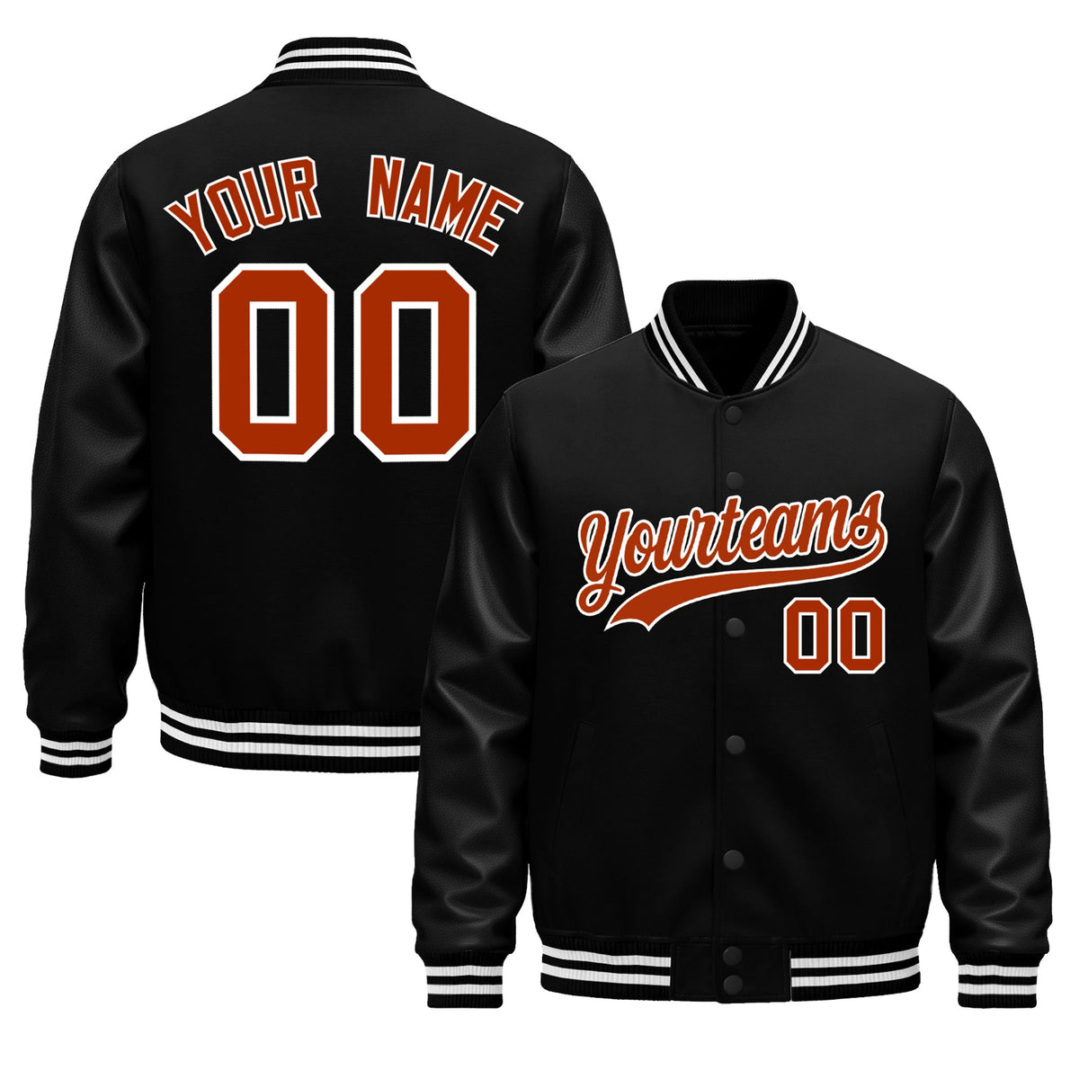 Custom Black White Jacket - Classic Style Leather Sleeves Wrinkle-Resistant
