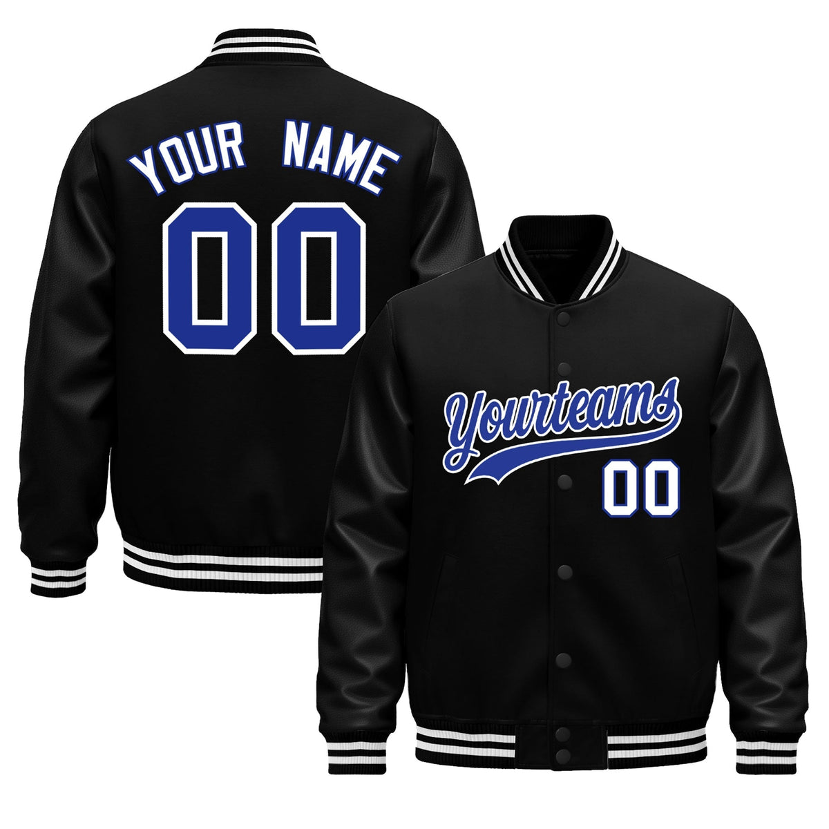 Custom Black White Jacket - Classic Style Leather Sleeves Wrinkle-Resistant