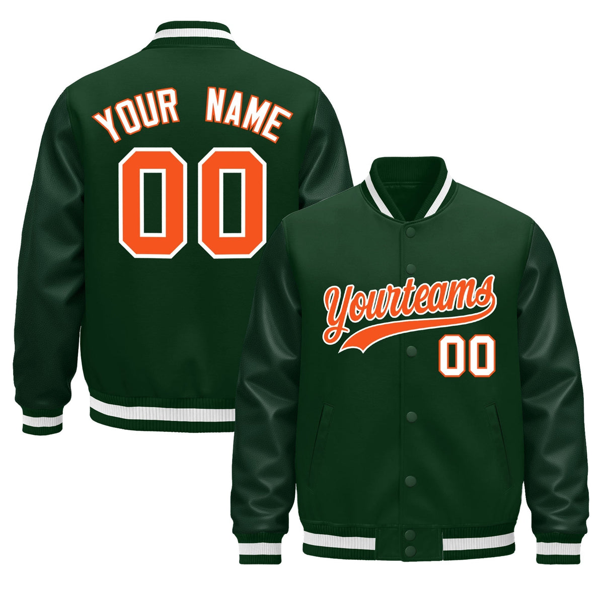 Custom Green White Jacket - Classic Style Leather Sleeves Wrinkle-Resistant