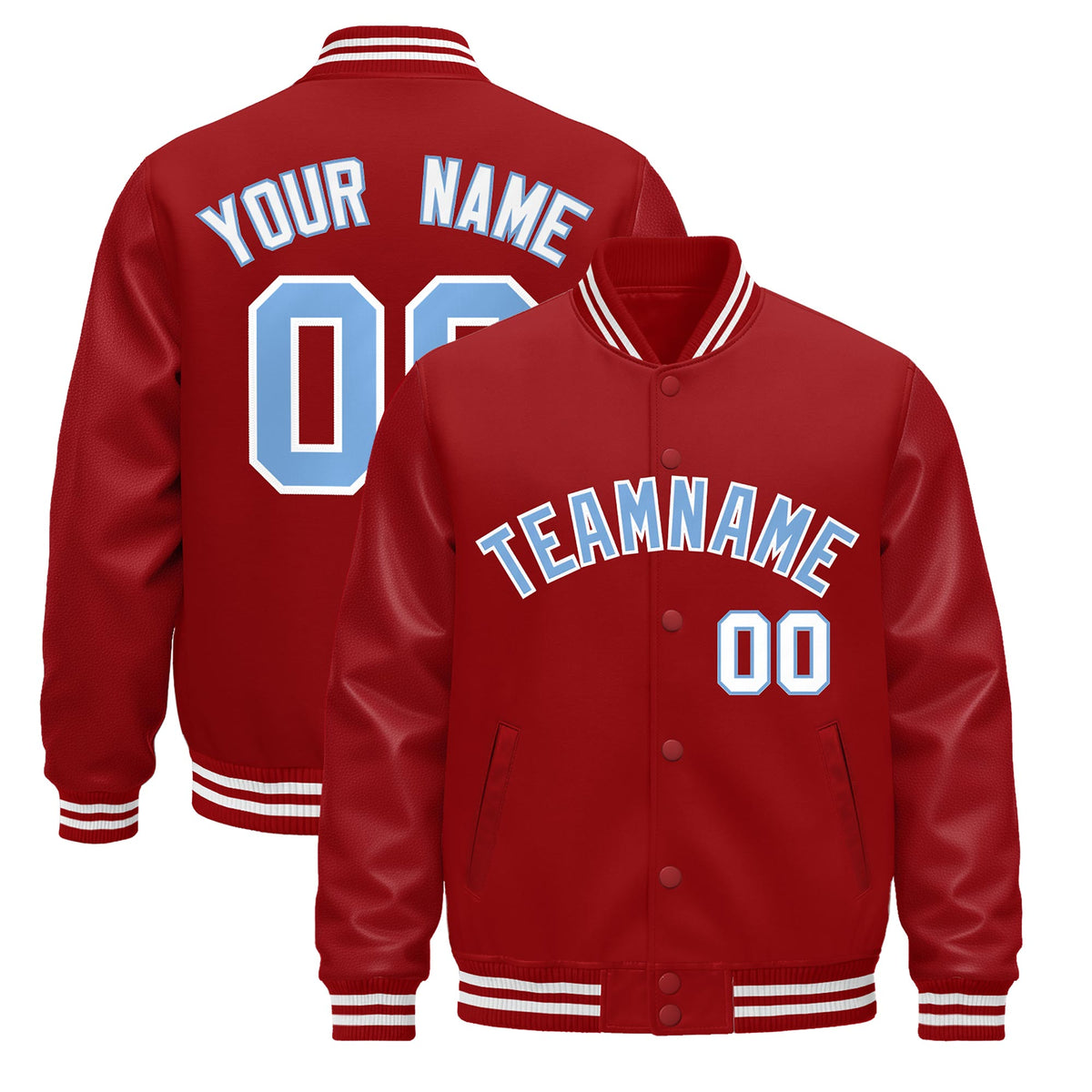 Custom Red White Jacket - Classic Style Leather Sleeves Wrinkle-Resistant