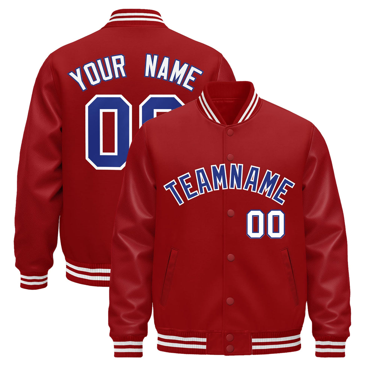 Custom Red White Jacket - Classic Style Leather Sleeves Wrinkle-Resistant